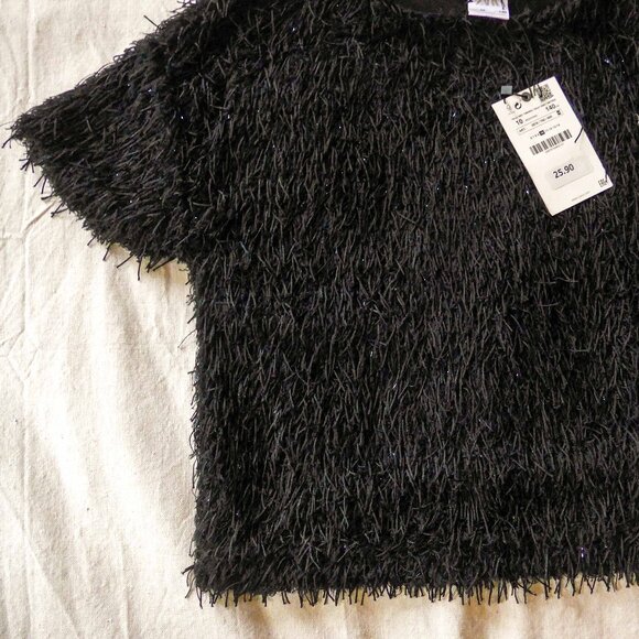NWT Zara Girls 10 Feathery Fringed T-Shirt Top - Picture 4 of 15